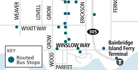 Downtown Winslow Routed Bus Stops Map